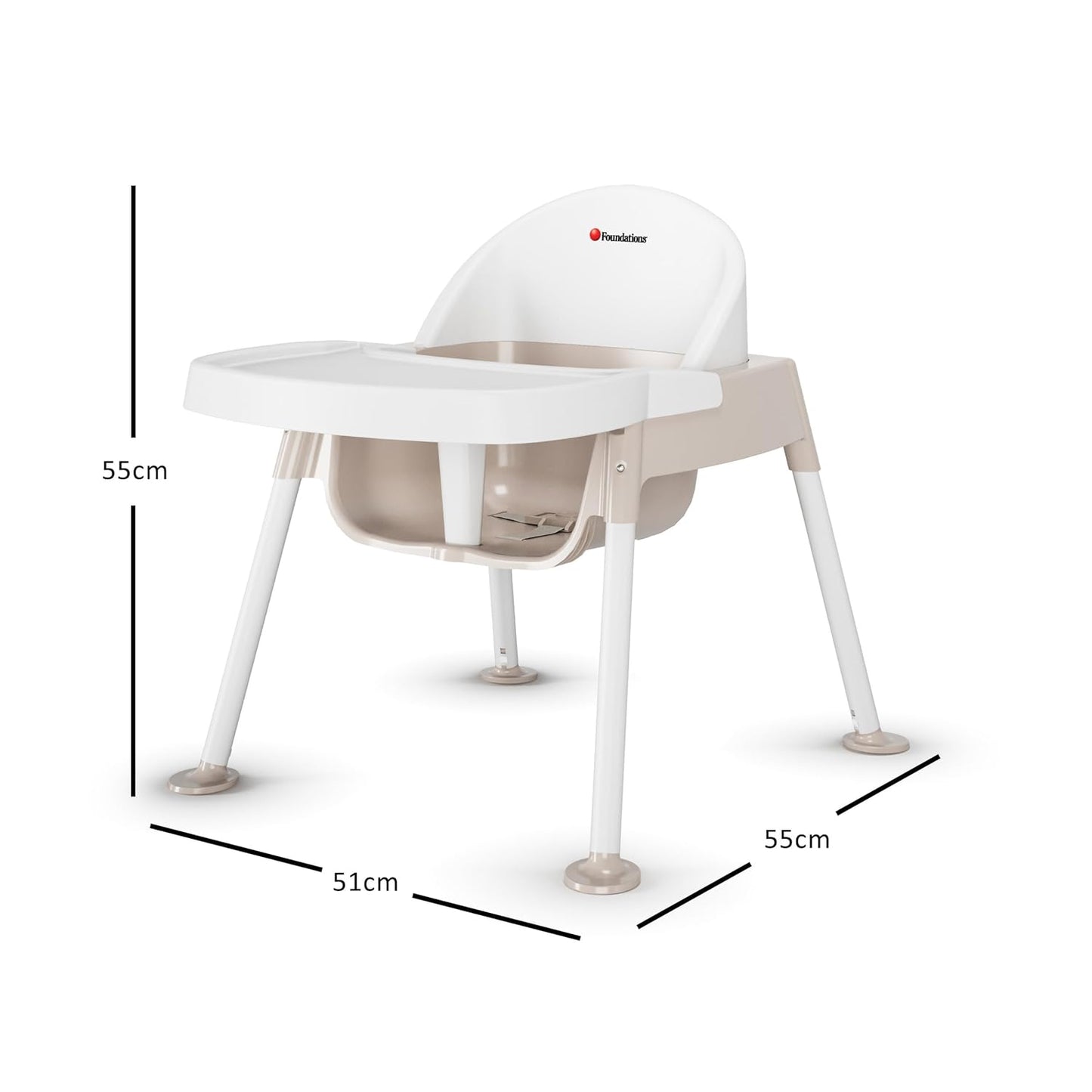 Foundations Secure Sitter 9" Feeding Chair, Stable “No Tip” Feet, 3-Point Adjustable Harness