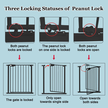 WAOWAO Triple Lock Baby Gate Extra Wide 31.1-35.04" Pressure Mounted Walk Through Swing Auto Close Safety Black Metal Dog Pet Puppy for Stairs,Doorways,Kitchen