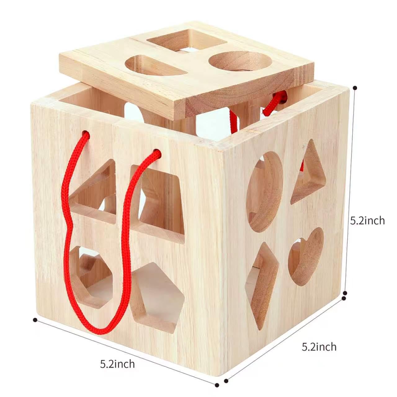 QZMTOY Shape Sorter Toys with 19 Shape Blocks, Classic Wooden Toys for Toddlers Kids, Gift for