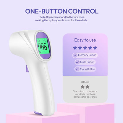 Forehead Thermometer for Adults, Kids & Babies, No-Touch Digital Thermometer with LCD Backlight