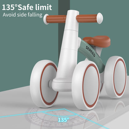 SEREED Baby Balance Bike for 1-2 Year Olds - 4 Wheels, First Bike for Toddlers, Birthday Gift