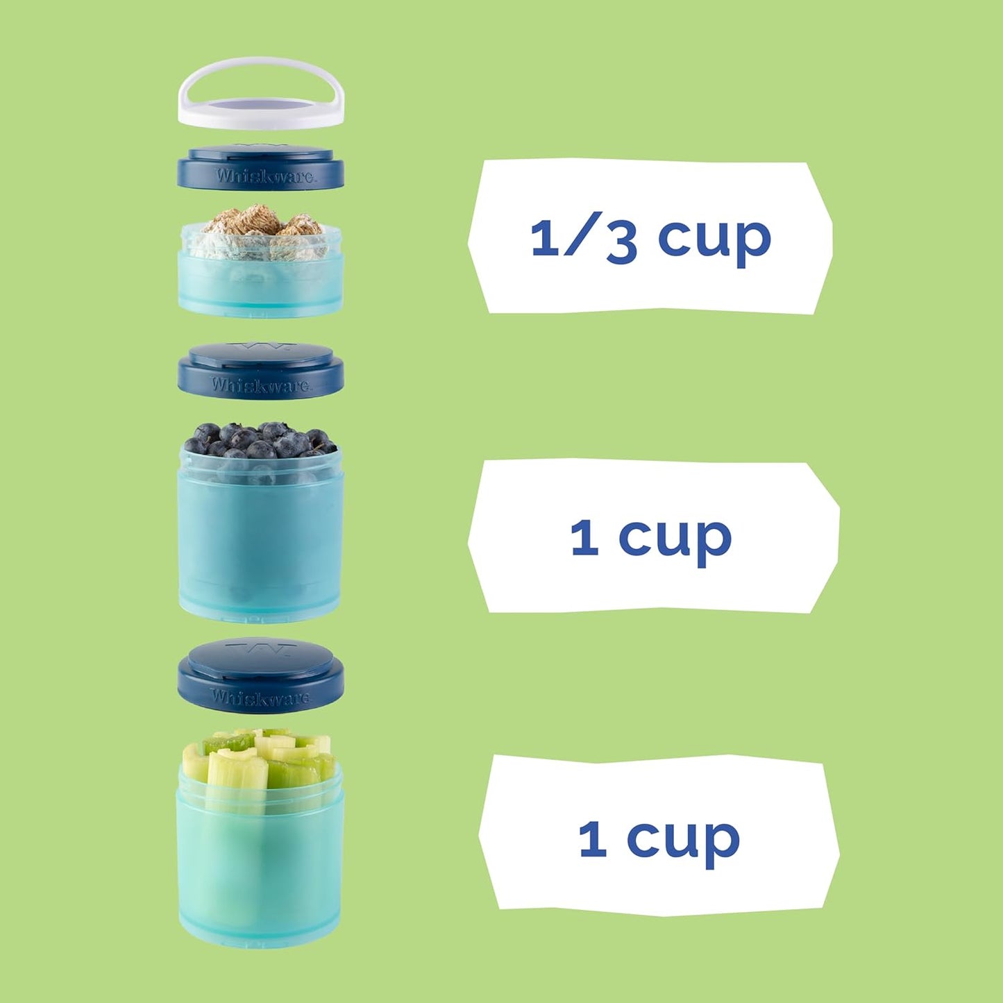 Whiskware Disney Princess Stackable Snack Containers for Kids, 3 Stackable Snack Cups for School