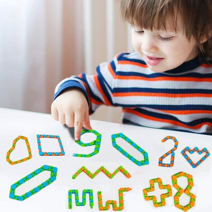 20pcs Random 24 Links Wacky Tracks Snap and Click Fidget Toys, Finger Sensory Toys, Snake Puzzles for Stress Relief, Party Bag Fillers, Party Favours, Random Color，Party Supplies，Carnival Gift