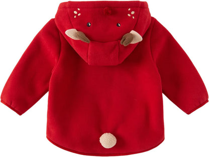 DAVE&BELLA Toddler Fleece Jacket, Baby Boys Girls Animal-shaped Hooded Zipper Long Sleeve Warm Spring Autumn Outerwear Coat