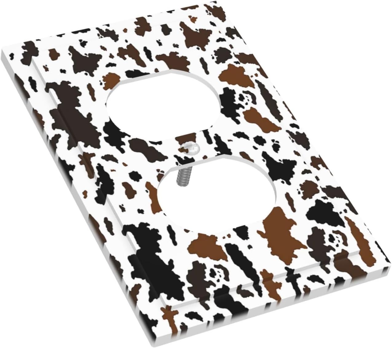 Outlet Covers Rustic Cowhide Highland Cow Milk Cow 1 Gang Duplex Light Switch Cover Decorative