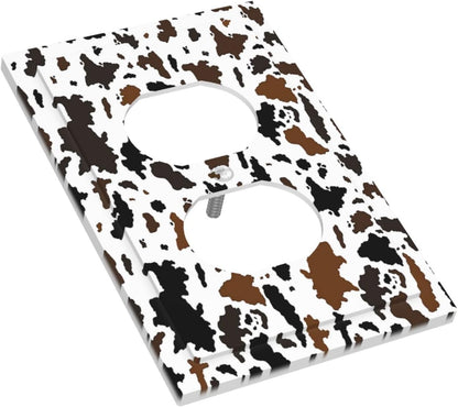 Outlet Covers Rustic Cowhide Highland Cow Milk Cow 1 Gang Duplex Light Switch Cover Decorative