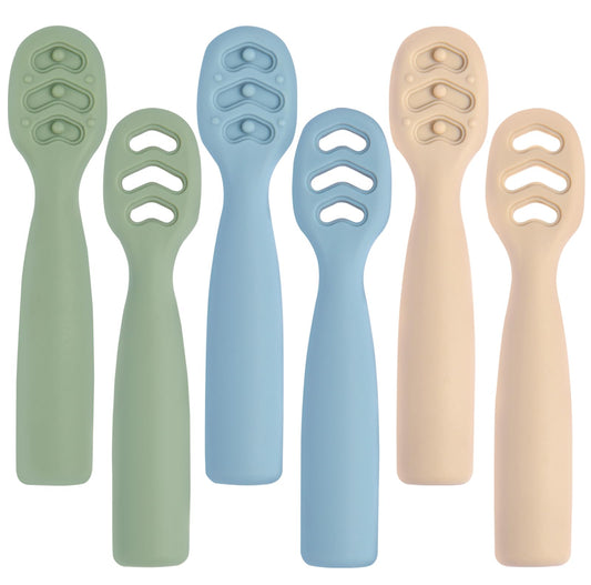 Eascrozn 6 Pack Silicone Baby Spoons Self Feeding 6+ Months Set BPA Free