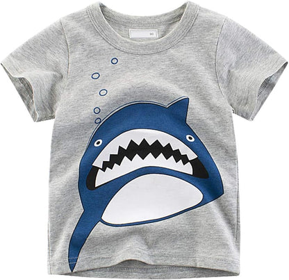 Boys' 4-Pack Excavator Short Sleeve Crewneck T-Shirts Top Tee Size 2-7 Years Toddler Boys' Value Pack Cotton T-Shirt