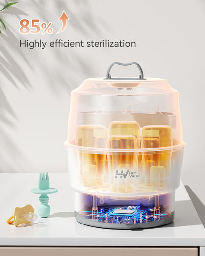 HEYVALUE Bottle Sterilizer, Baby Bottle Sterilizer, Easy One Button Control Electric Bottle