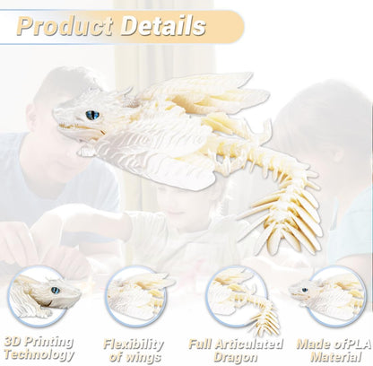 3D Printed Dragon, Feathered Wyvern Dragon, Articulated Dragon, Fidget Dragon Toys for Adult, Home Office Decor Executive Desk Toy