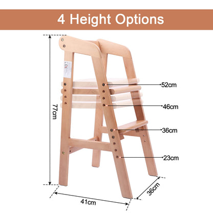 YOLEO High Chair Wooden for Toddlers Junior Childs, Sturdy Durable Dining Feeding Chair with Steps