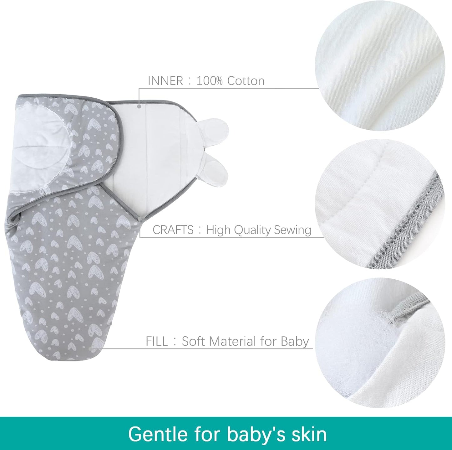 Biloban Baby Swaddles 0-3 Months for Boy Girls, Warm Quilted Baby Swaddle, Newborn Swaddle