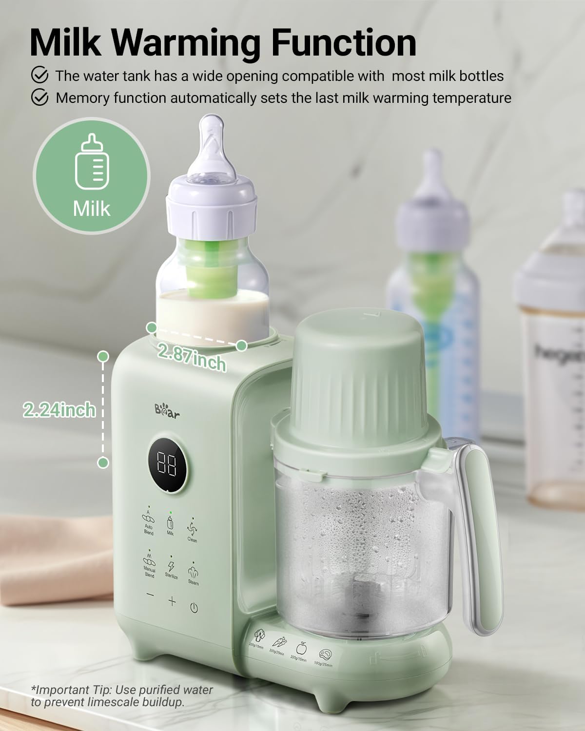 Bear Baby Food Maker with Two Layer Steam Baskets, Multifunction Baby Food Processor Steamer Puree