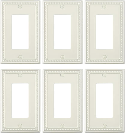 6-Pack Decorator Outlet Cover Plate, Decorative Switch Plates and Outlet Covers, Light Almond Metal Wall Plates for Electrical Outlets, Receptacle, GFCI Outlet, Dimmer Switch