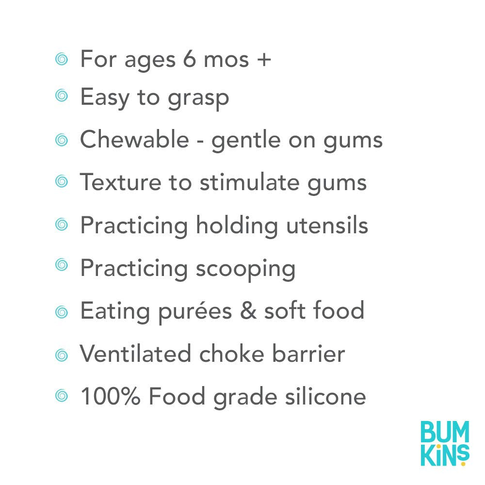 Bumkins Baby Utensils Set, Chewtensils Silicone Spoons for Dipping, Self-Feeding, Baby Led Weaning