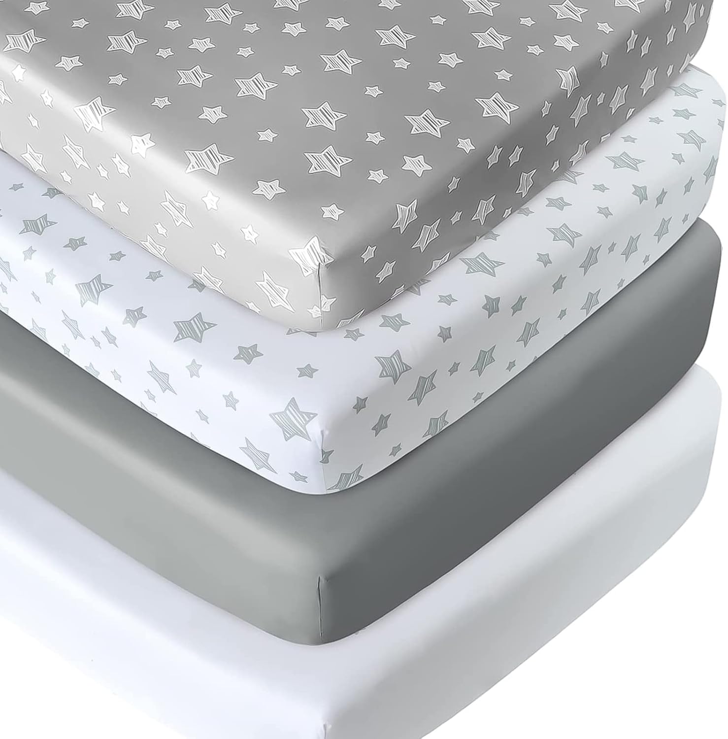 Crib Sheets for Boys or Girls 4 Pack, Fitted Crib Sheet for Standard Size Crib and Toddler
