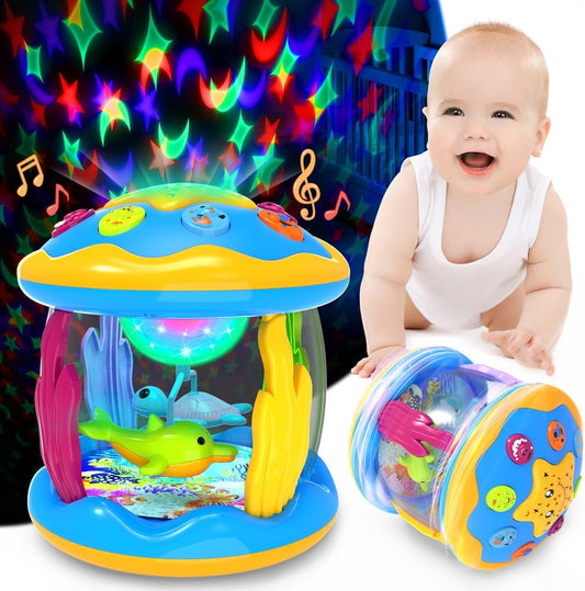 Baby Toys 6 to 12 Months - Musical Projector Rotating Light Up Toys, Tummy Time for Infant 12-18 Months, Learning Toy for Toddler 1 2 3 Years Old, Birthday Gifts for Boys Girls 0-3-6-9-12-18 Month