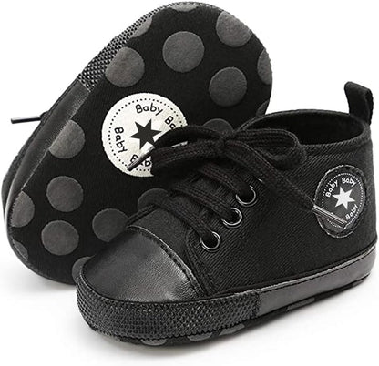 Unisex Baby Girls Boys Canvas High-top Shoes, Newborn Infant Anti-Slip Soft Sole Frist Walking Breathable Sneakers