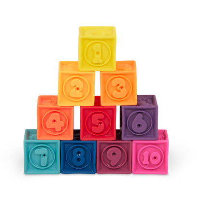 B. toys, One Two Squeeze Soft Building Blocks, 10 Pack, Blocks - 1, Baby