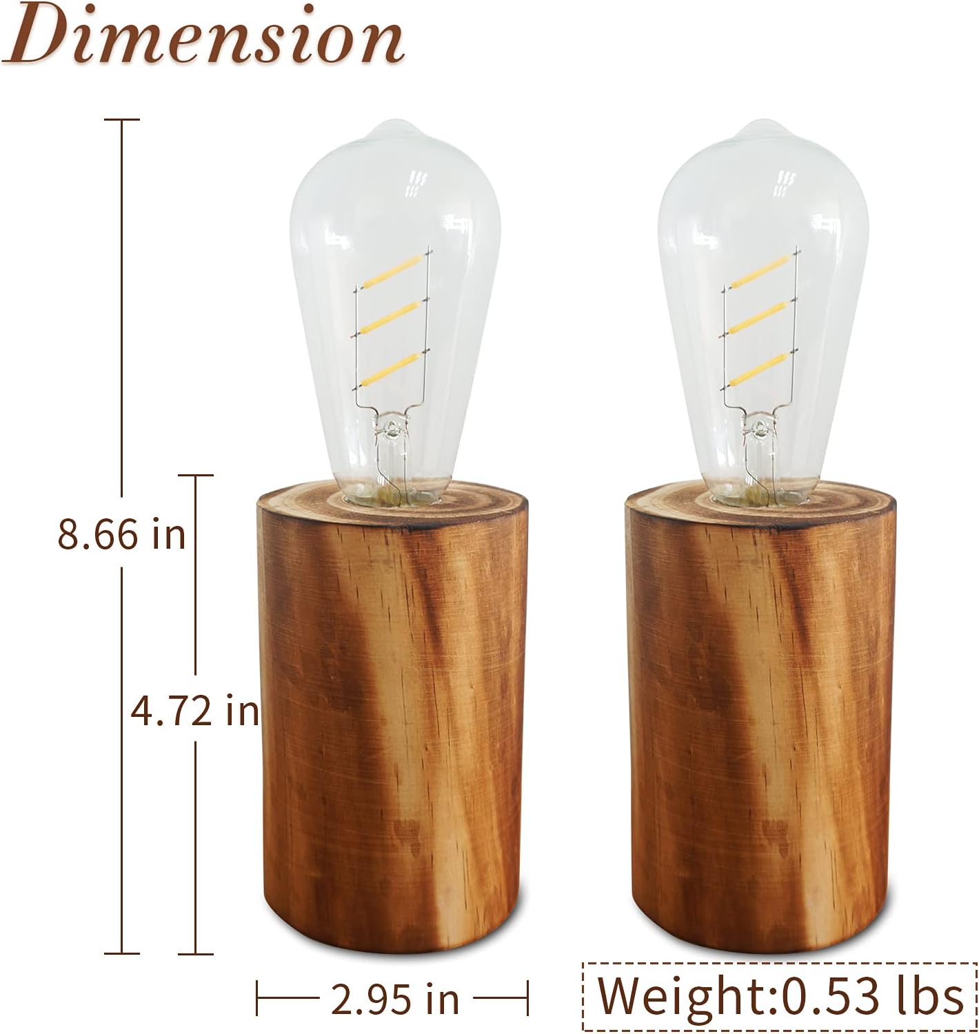YiShine Battery Operated Table Lamp Wood Night Light Decorative Table Light for Bedroom Living Room Lights Bedside Table Lamp Desk Decorative Lights Bright Light Festival Home Decoration (Two-Pack)
