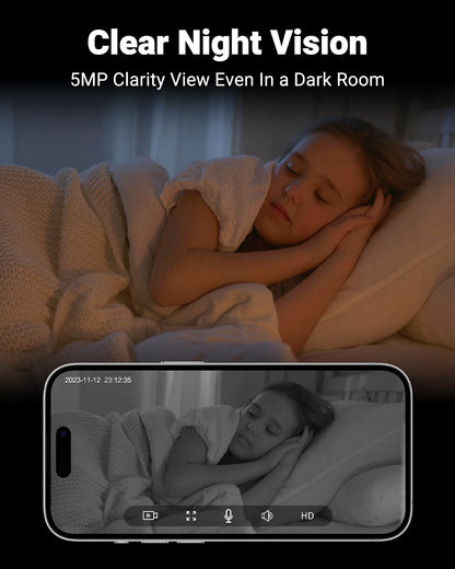 MUBVIEW Cameras for Home Security, 2.4/5GHz WiFi 2K Indoor Wired Se2.curity Baby/Pet Camera with Phone App, Night Vision, 24/7 Record, 2-Way Audio, Motion Tracking, Cloud Storage