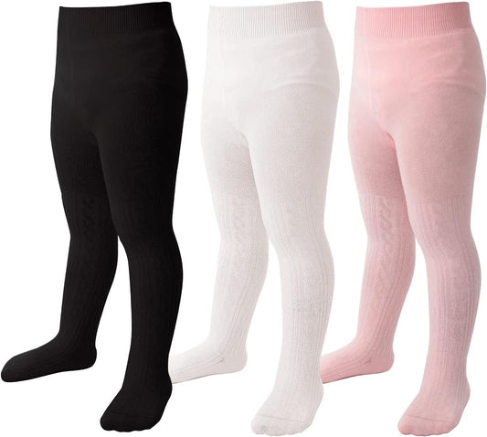 Marchare Baby Girls Tights Thick Solid Cable Knit Leggings Winter Warm Stockings For Toddler Girls