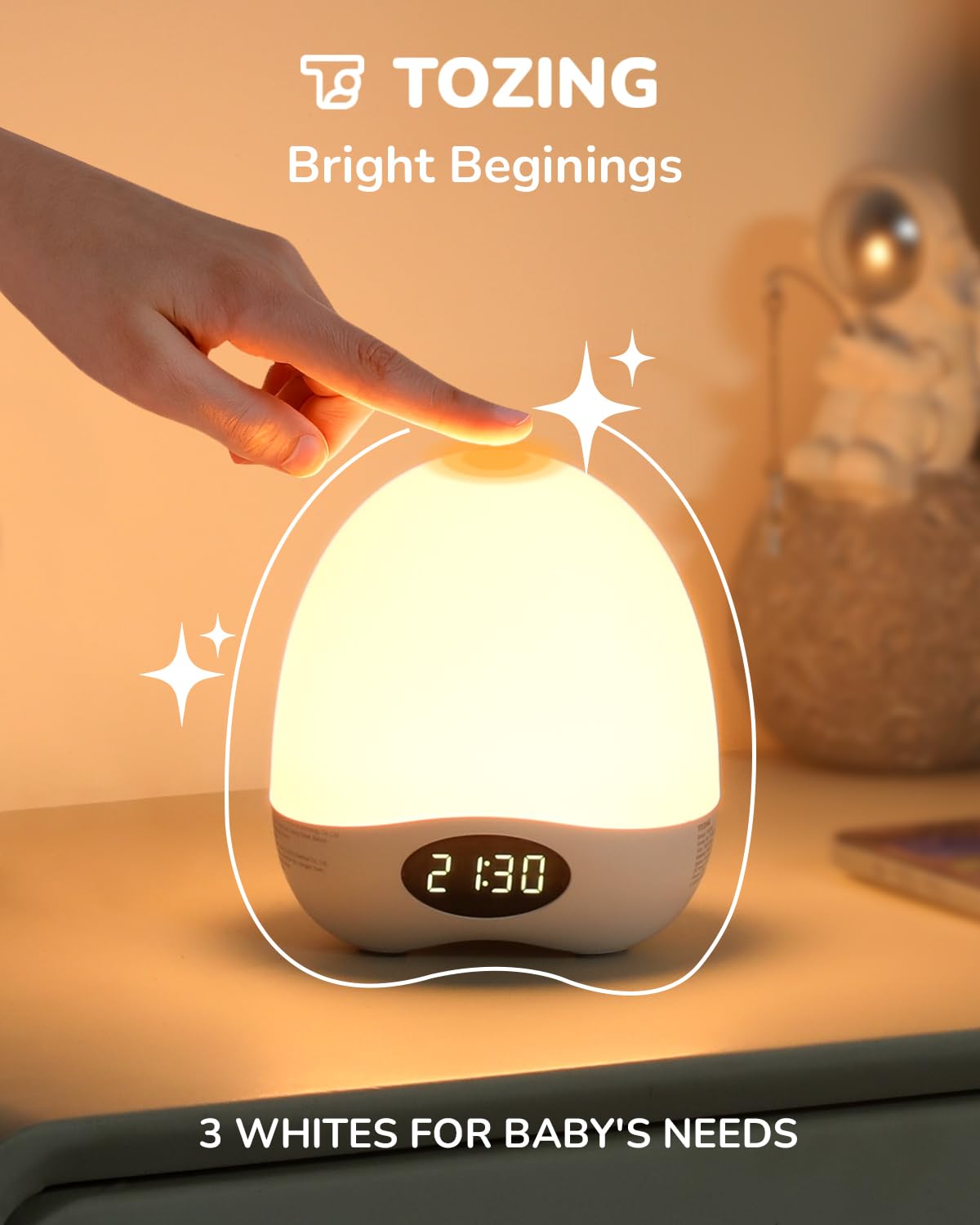 TOZING Egg Night Light for Nursery, Portable Rechargeable Baby Nightlight with Touch Control & RGB