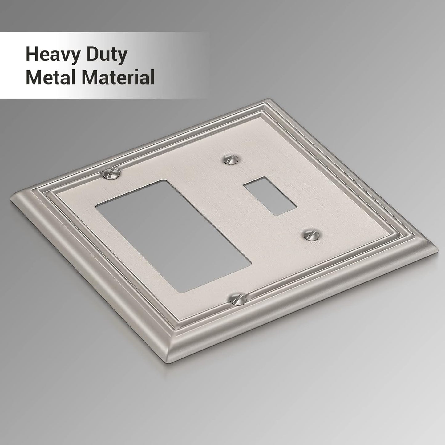 DEWENWILS Combo Toggle/Decorator Wall plates, Brushed Nickel Double Outlet Covers, 2-Pack