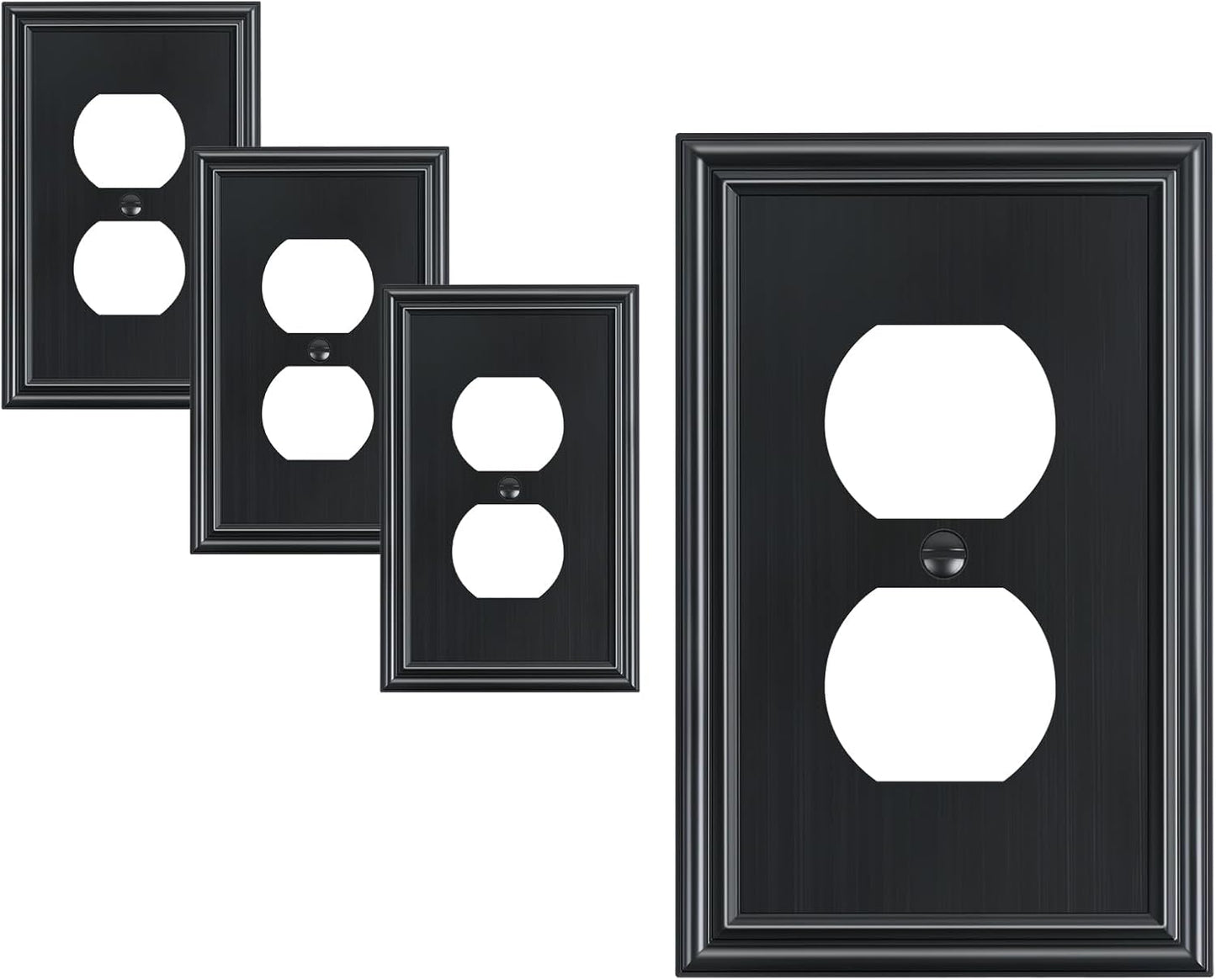 4-Pack Duplex Outlet Cover, Durable Solid Zinc Alloy Decorative Switch Plates and Outlet Covers