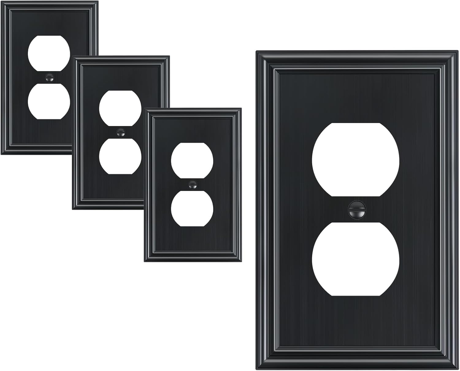 4-Pack Duplex Outlet Cover, Durable Solid Zinc Alloy Decorative Switch Plates and Outlet Covers