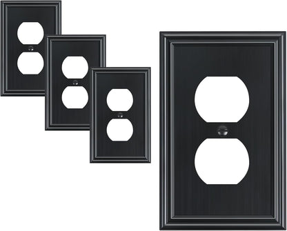 4-Pack Duplex Outlet Cover, Durable Solid Zinc Alloy Decorative Switch Plates and Outlet Covers