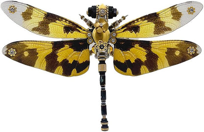 Keetopteep 3D Metal Puzzle for Adults, 200 Pieces Mechanical Dragonfly DIY Assembly Kit to Build, 3D Puzzle Handmade Craft Desk Ornament Toys (Color1)