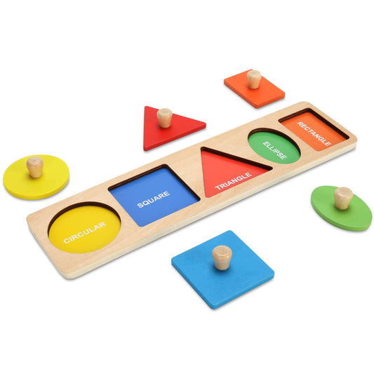 Montessori First Jumbo Knob Wooden Shape Puzzles for Toddlers,Montessori Multiple Peg Shapes Puzzle