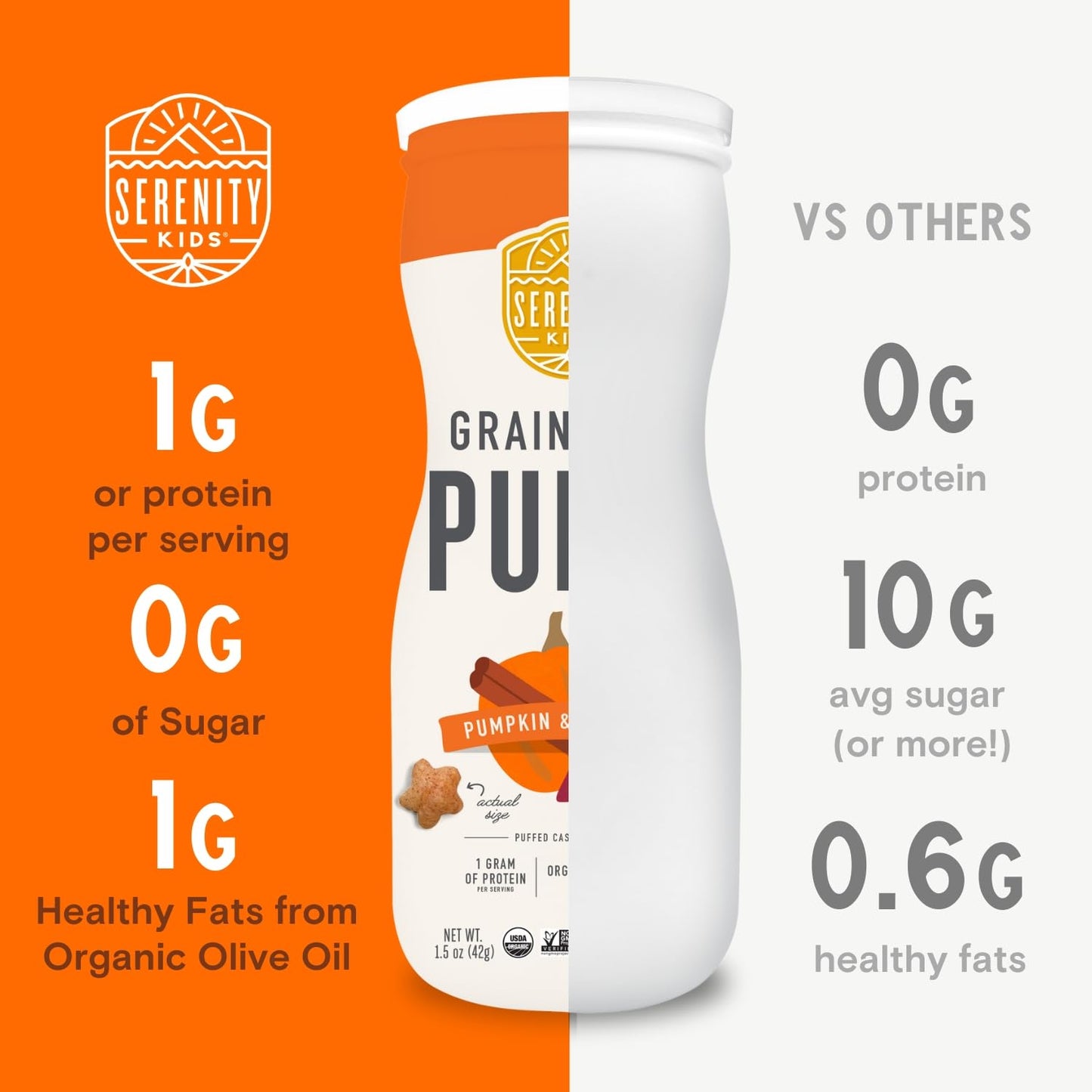Serenity Kids 6+ Month Grain Free Puffs Toddler & Baby Snack - No Added Sugar - No Gluten or Rice