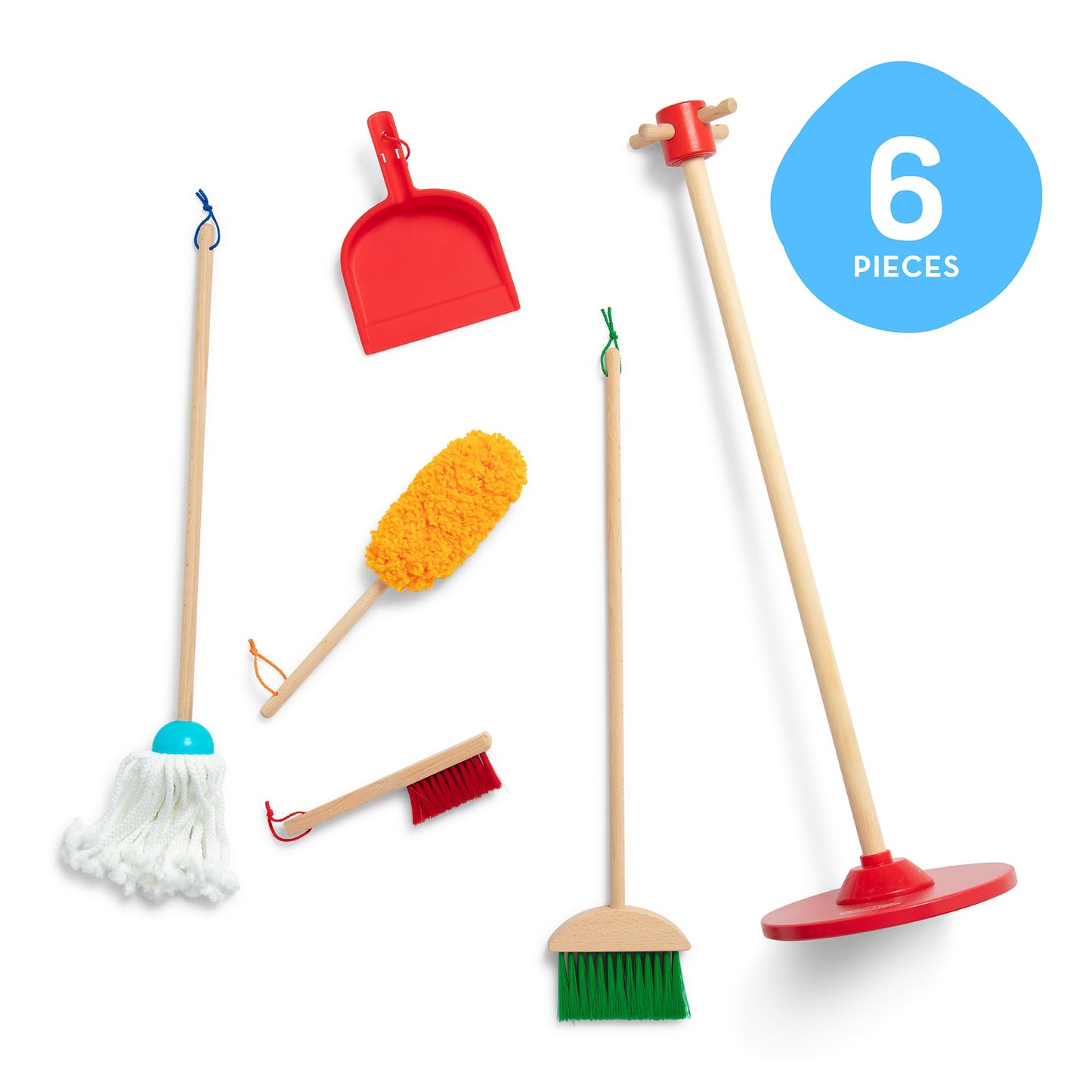 Melissa & Doug Dust Sweep Mop, 6-Pc. Toddler Cleaning Set with Kids Broom & Accessories, Preschool
