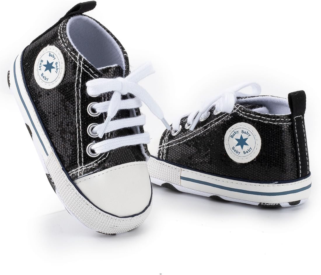 Unisex Baby Girls Boys Canvas High-top Shoes, Newborn Infant Anti-Slip Soft Sole Frist Walking Breathable Sneakers