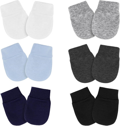Newborn Baby Mittens No Scratch Cotton Elastic Wrist Gloves Infant Toddler Mittens for Baby Boy Girl 0-6 Months