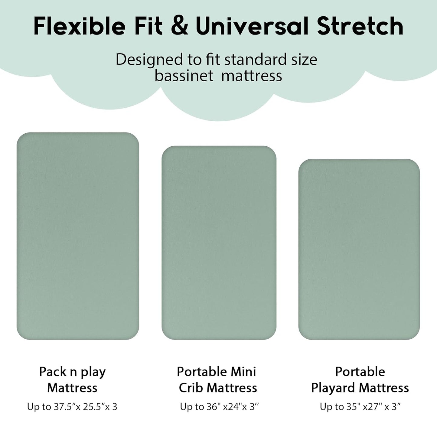 Yoofoss Pack and Play Sheets Fitted, Mini Crib Sheets 2-Pack for Pack N Play Mattress, Stretchy