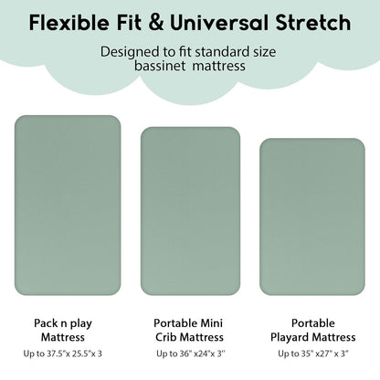 Yoofoss Pack and Play Sheets Fitted, Mini Crib Sheets 2-Pack for Pack N Play Mattress, Stretchy