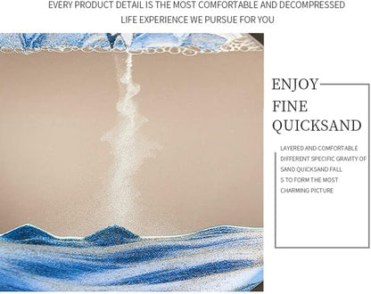 Moving Sand Art Picture 3D Deep Sea Sandscapes Sand Art Liquid Motion Bubbler Timer for Adult Kid Desktop Art Toys for Home Decor and Office(Round+Black+10In)