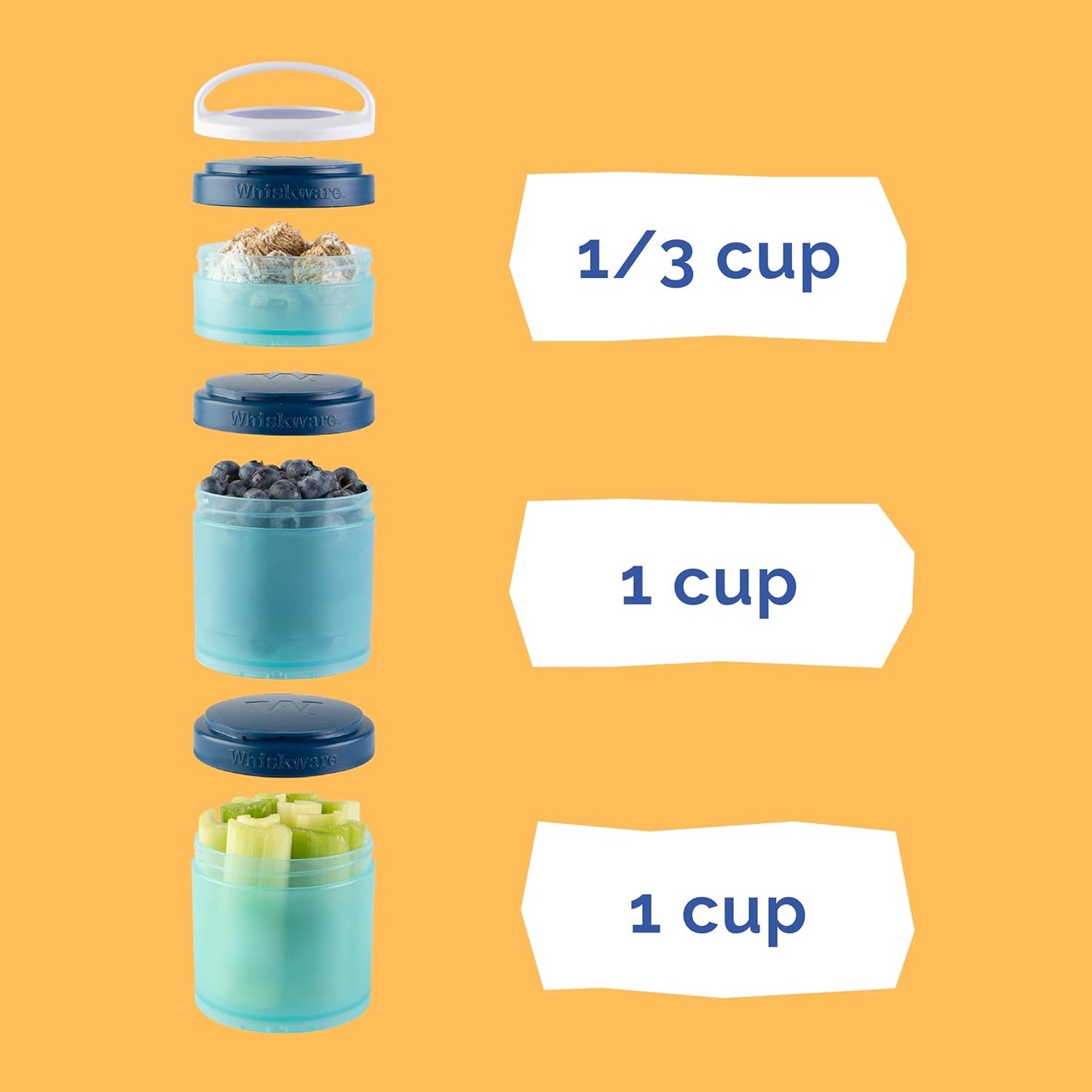 Whiskware Paw Patrol Stackable Snack Containers for Kids and Toddlers, 3 Stackable Snack Cups for
