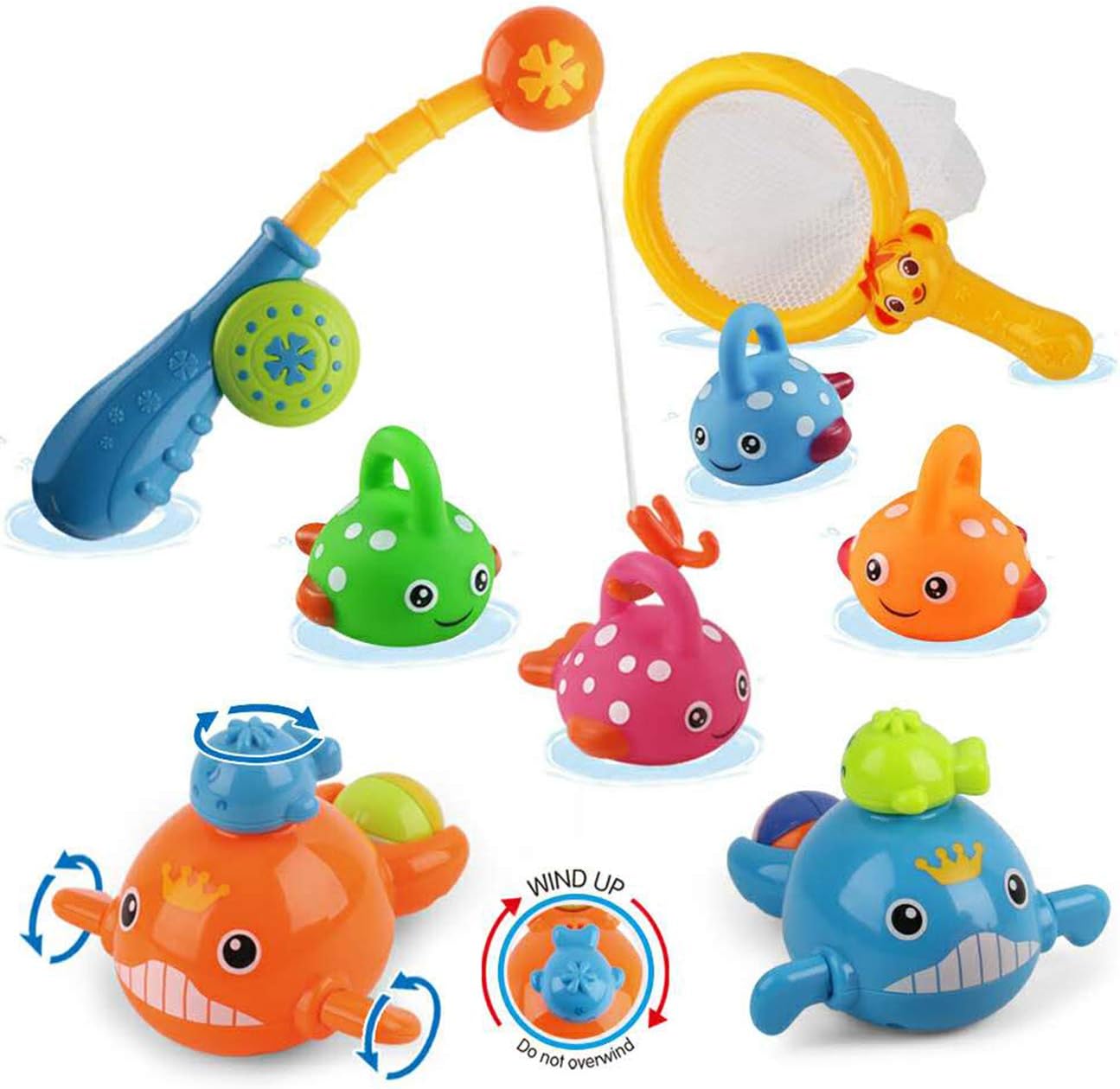 Dwi Dowellin Bath Toys Fishing Games Swimming Whales Bath Time Bathtub Toy for Toddlers Baby Kids