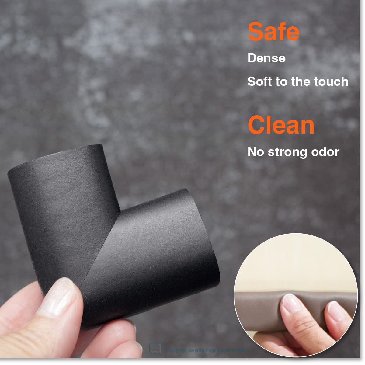 Roving Cove HeftyFit Edge Corner Protector Baby Proofing (Large 15ft Edge 4 Corners), Heavy-Duty, Soft NBR Rubber Foam, Furniture Fireplace Safety Bumper Guard, 3M Adhesive, Onyx Black