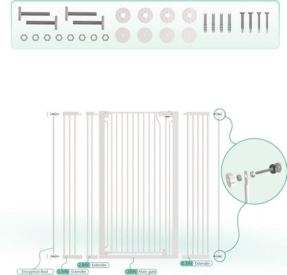 51" Extra Tall Cat Gate 28.5"-48.7" Wide, Auto Close, Pressure Mounted, for Cats & Small Dogs, Hallway, Stairs, Kitchen