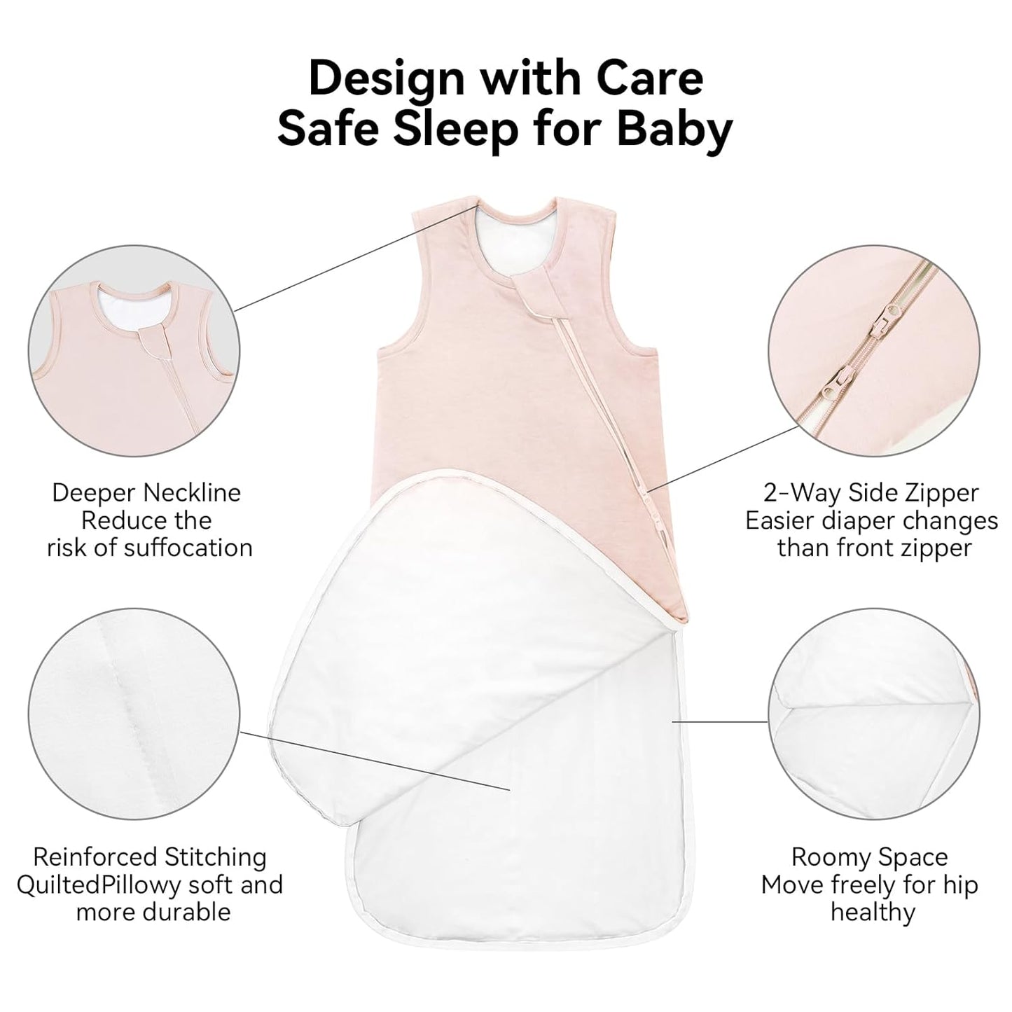 BubblePanda Rayon Made from Bamboo Sleep Sack 18-24 Months 0.5 Tog Soft Lightweight Toddler Sleep Sack 2t for Babies 2-Way Zipper Wearable Blanket Baby 18 Months