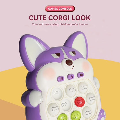 Light Up Pop Fidget Sensory Toys Handheld Game,Push Bubble Pop Puzzle Game Machine,Stress Relief Gifts for Kids Adults(Corgi Purple)
