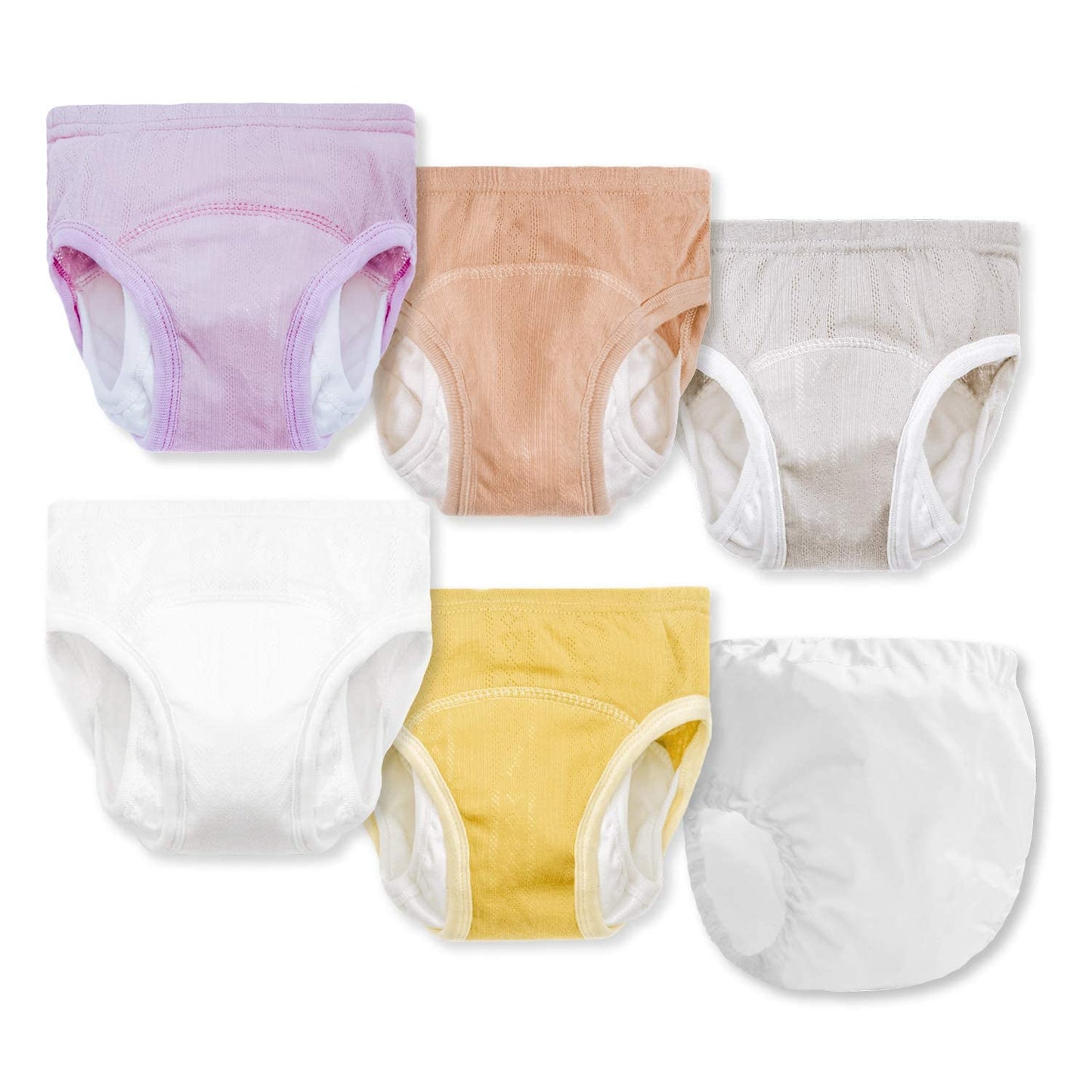 Joyo roy 5 Pcs Toddler Potty Training Underwear for Girls 100% Cotton Absorbent Toilet Training Pants 3T-4T Double Thigh Wings for Antileak Pee Pants with a Waterproof Cloth Diaper Cover