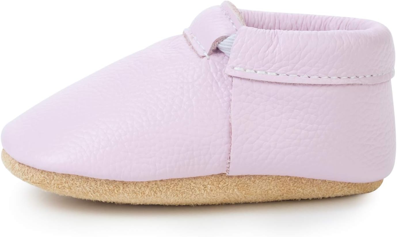 BirdRock Baby Fringeless Moccasins - Genuine Leather Boys and Girls Shoes for Newborns, Infants, Babies, Toddlers