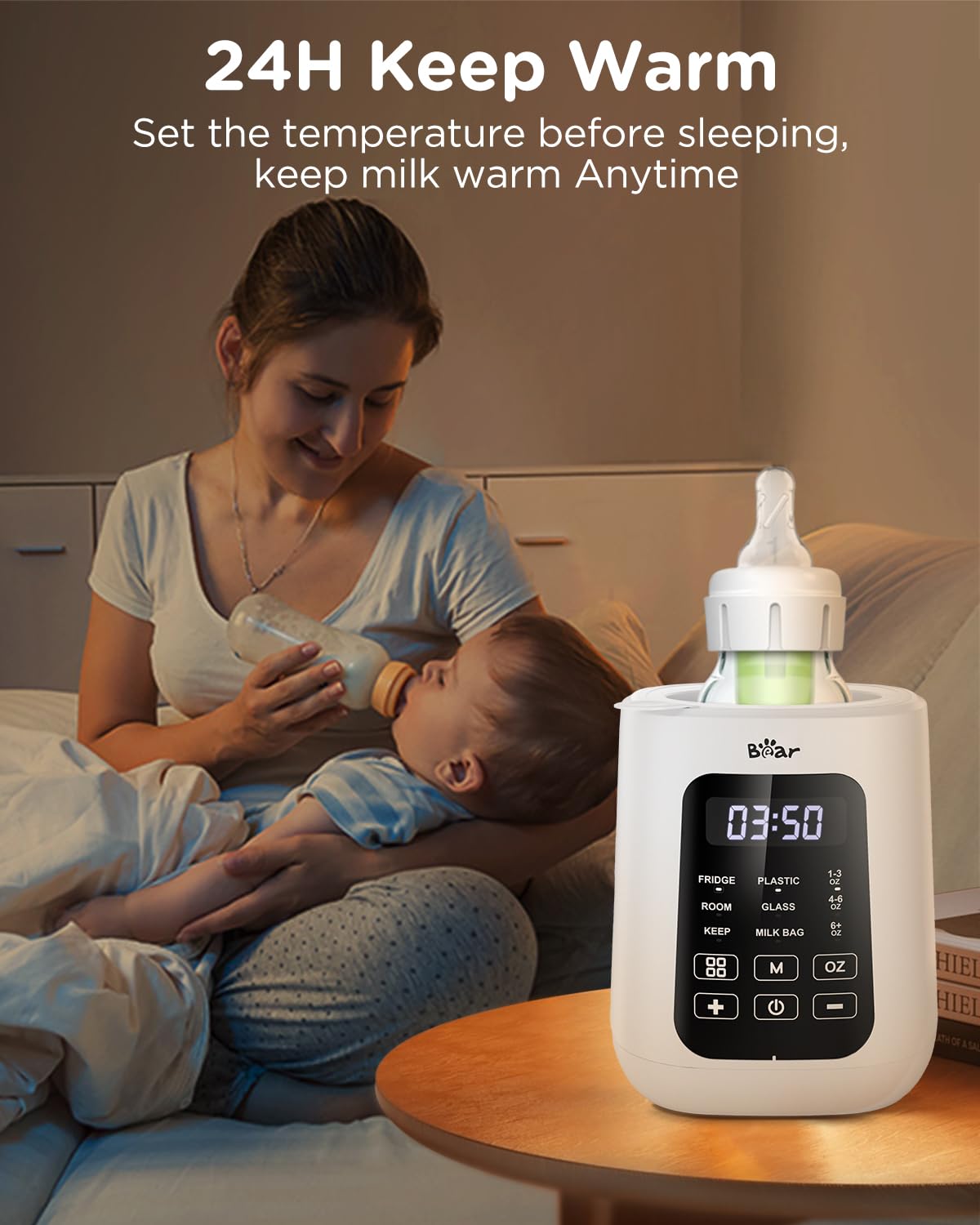 Bear Baby Bottle Warmer, Milk Warmer Breastmilk Bag Formula Fast Warming for New Born Baby Bottles