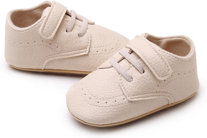 SOFMUO Baby Boys Girls High Top Ankle PU Leather Sneakers Soft Rubber Sole Infant Moccasins Newborn Oxford Loafers Anti-Slip Toddler Wedding Uniform Dress Shoes